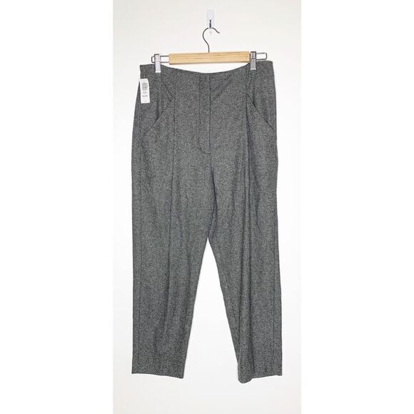 Aritzia Wilfred Allant Tweed Pleated Trouser Gray Size 10 High Rise Tapered crop - Picture 1 of 8